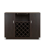 Benzara Contemporary Style Wooden Server with Two Side Door Storage Cabinets, Espresso Brown
