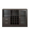 Benzara 2 Drawer Wooden Server with One Side Door Cabinet and Wine Rack, Dark Brown
