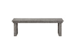 Benzara Wooden Dining Bench with Sled Legs and Decorative Scrolled Motifs, Gray