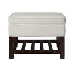 Benzara Leatherette Upholstered Wooden Cocktail Table with Lift Top Storage, White  and Brown