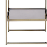 Benzara Modern Style Two Tiered Metal and Glass End Table, Gold and Clear