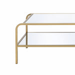 Benzara Metal Frame Mirrored Coffee Table with Tiered Shelves, Gold and Silver