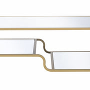 Benzara Metal Frame Mirrored Coffee Table with Tiered Shelves, Gold and Silver