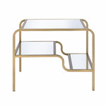 Benzara 23 Inch 2 Tier Metal Frame Mirrored End Table, Gold and Silver