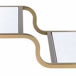 Benzara 23 Inch 2 Tier Metal Frame Mirrored End Table, Gold and Silver