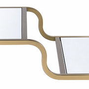 Benzara 23 Inch 2 Tier Metal Frame Mirrored End Table, Gold and Silver