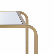 Benzara 23 Inch 2 Tier Metal Frame Mirrored End Table, Gold and Silver