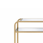 Benzara 31 Inch Metal Frame Mirrored Sofa Table, Gold and Silver