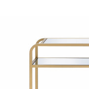 Benzara 31 Inch Metal Frame Mirrored Sofa Table, Gold and Silver