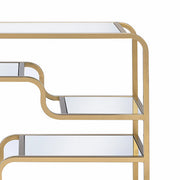 Benzara 31 Inch Metal Frame Mirrored Sofa Table, Gold and Silver
