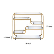 Benzara 31 Inch Metal Frame Mirrored Sofa Table, Gold and Silver