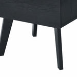 Benzara Wooden End Table with Faux Concrete Like Top and Tapered Legs Support, White and Black