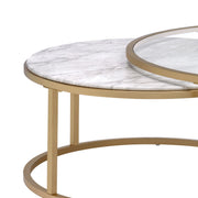 Benzara Metal Frame 2 Piece Contemporary Nesting Table Set, Gold