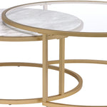 Benzara Metal Frame 2 Piece Contemporary Nesting Table Set, Gold
