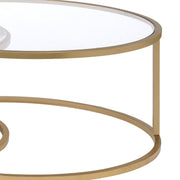 Benzara Metal Frame 2 Piece Contemporary Nesting Table Set, Gold