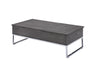 Benzara Wooden Coffee Table with Two Lift Tops and Metal Sled Leg Support, Gray and Silver