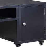 Benzara Rectangular Convertible Coffee Table with Spacious Storage and Castors, Black