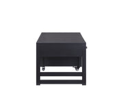 Benzara Rectangular Convertible Coffee Table with Spacious Storage and Castors, Black
