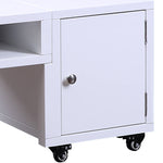 Benzara Rectangular Convertible Coffee Table with Spacious Storage and Castors, White