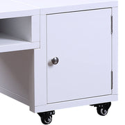 Benzara Rectangular Convertible Coffee Table with Spacious Storage and Castors, White