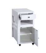 Benzara Rectangular Convertible Coffee Table with Spacious Storage and Castors, White