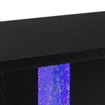 Benzara 18 Inch Wooden Coffee Table with LED and Beveled Edges, Black