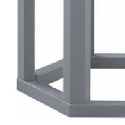 Benzara Hexagonal Marble Top End Table with Open Frame Base,White and Gray