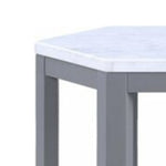 Benzara Hexagonal Marble Top End Table with Open Frame Base,White and Gray