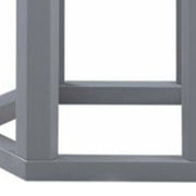 Benzara Hexagonal Marble Top End Table with Open Frame Base,White and Gray