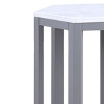 Benzara Hexagonal Shape Wooden End Table with Marble Top, Pack of Two, White and Silver