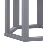 Benzara Hexagonal Shape Wooden End Table with Marble Top, Pack of Two, White and Silver