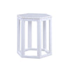 Benzara 20 Inch Hexagonal Wooden End Table with Marble Top, White