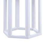 Benzara 20 Inch Hexagonal Wooden End Table with Marble Top, White