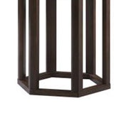 Benzara 20 Inch Hexagonal Wooden End Table with Marble Top, Brown