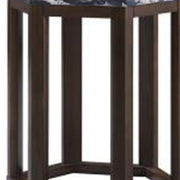 Benzara 20 Inch Hexagonal Wooden End Table with Marble Top, Brown