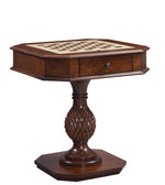 Benzara Wooden Square Top Reversible Game Table with Pedestal Base, Brown