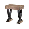Benzara Rustic Wooden End Table with Drawer and Metal X Shape Support, Black and Brown