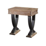 Benzara Rustic Wooden End Table with Drawer and Metal X Shape Support, Black and Brown