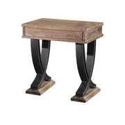 Benzara Rustic Wooden End Table with Drawer and Metal X Shape Support, Black and Brown