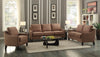 Benzara Linen Fabric Upholstered Wooden Three Seater Sofa with Nail Head Details, Brown