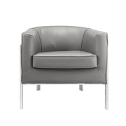 Benzara Leatherette Accent Chair with Metal Legs, Gray and Silver