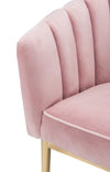 Benzara Fabric Accent Chair with Seashell Design Backrest, Pink and Gold