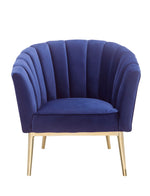 Benzara Metal and Fabric Accent Chair with Channel Tufting, Blue and Gold