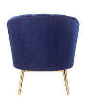 Benzara Metal and Fabric Accent Chair with Channel Tufting, Blue and Gold