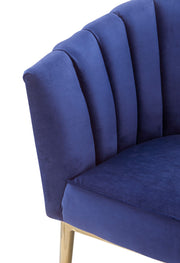 Benzara Metal and Fabric Accent Chair with Channel Tufting, Blue and Gold