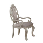 Benzara Button Tufted Wooden Arm Chair, Set of 2, Antique White