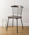 Benzara Wood and Metal Side Chairs with Slat Style Back, Black and Brown, Set of  2