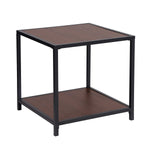 Benzara Metal Frame End Table with Wooden Top and Bottom Shelf, Brown and Black