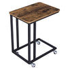 Benzara Rustic Wooden Side Sofa Table with Cantilever Iron Base, Brown and Black