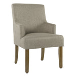 Benzara Fabric Upholstered Wooden Parson Dining Chair with Tapered Leg Support, Gray and Brown